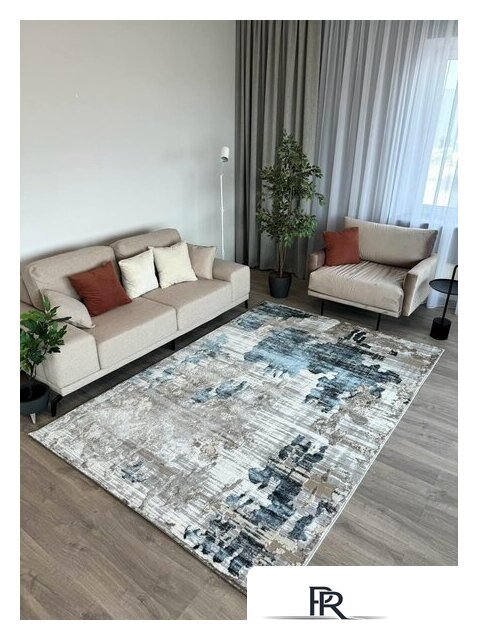 Ковер для жилой комнаты Radjab Carpet Бьянка Прямоугольник D009A 8563RK-B (1x2, Cream Shirink/Blue Fdy) - Изображение №4 — Интернет-магазин ПроЗаказ