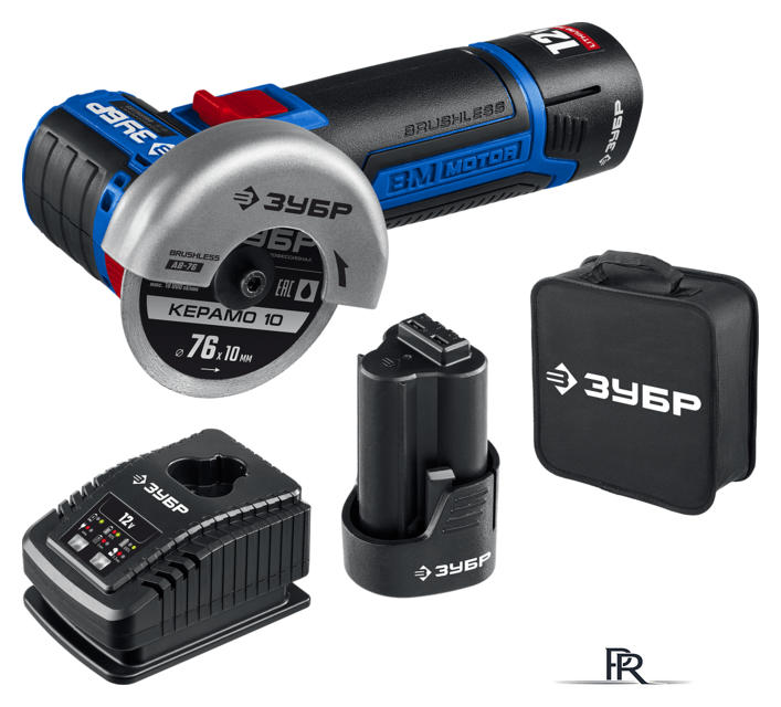 Угловая шлифмашина Зубр Профессионал AB-76-22 (с 2-мя АКБ, сумка) - Изображение №1 — Интернет-магазин ПроЗаказ