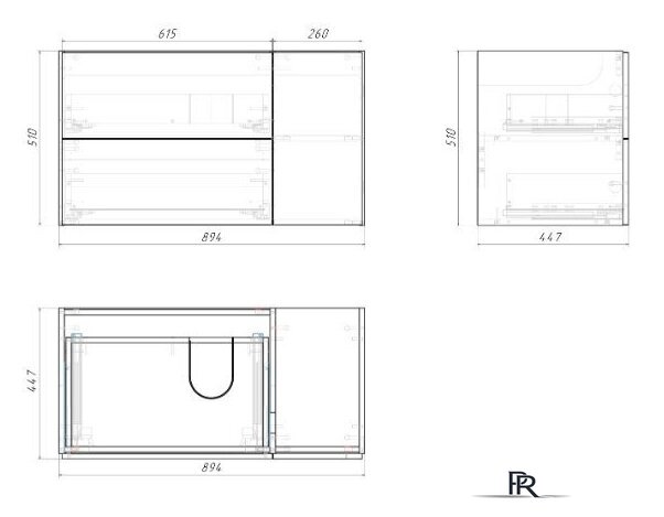  Grossman Тумба под умывальник Адель 90 см подвесная (белый) - Изображение №2 — Интернет-магазин ПроЗаказ