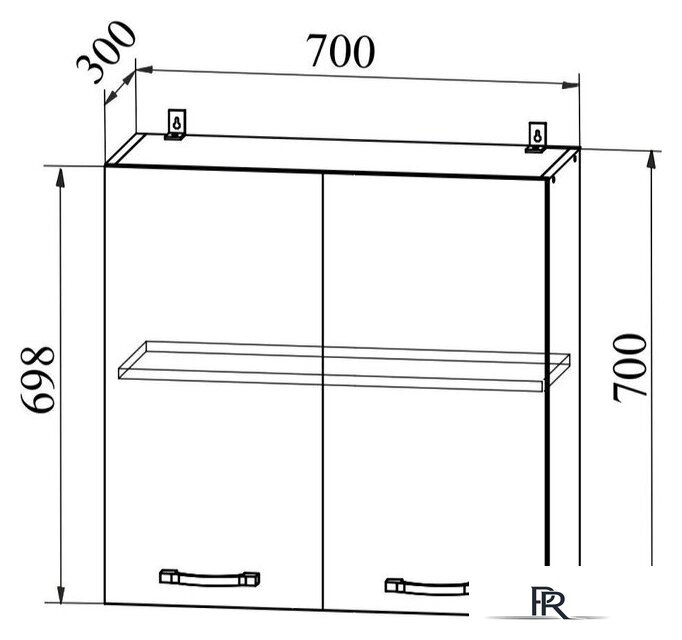 Шкаф навесной ДСВ Тренто П 700 (серый/серый) - Изображение №2 — Интернет-магазин ПроЗаказ