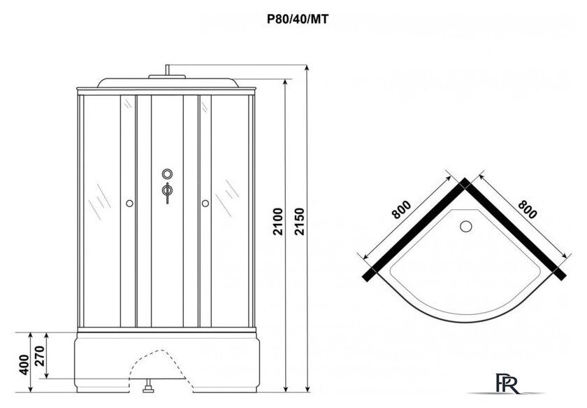 Душевая кабина Niagara Promo P80/40/MT 80x80x215 - Изображение №10 — Интернет-магазин ПроЗаказ