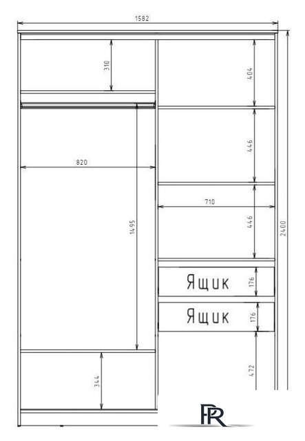 Шкаф распашной Рэйгрупп 158 YYX Elgon РГ-04.04 (ясень снежный/ хром) - Изображение №4 — Интернет-магазин ПроЗаказ