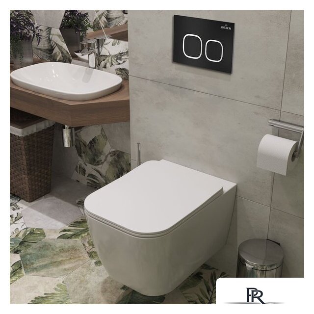 Унитаз подвесной Roxen Cube One Rimless 6 в 1 StounFix Dual Fresh 543879 (кнопка: черный матовый) - Изображение №13 — Интернет-магазин ПроЗаказ