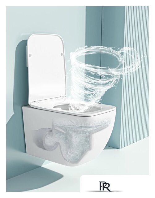 Унитаз подвесной Roxen Cube One Rimless 6 в 1 StounFix Dual Fresh 543879 (кнопка: черный матовый) - Изображение №10 — Интернет-магазин ПроЗаказ