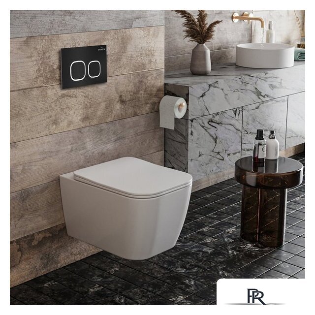 Унитаз подвесной Roxen Cube One Rimless 6 в 1 StounFix Dual Fresh 543879 (кнопка: черный матовый) - Изображение №11 — Интернет-магазин ПроЗаказ