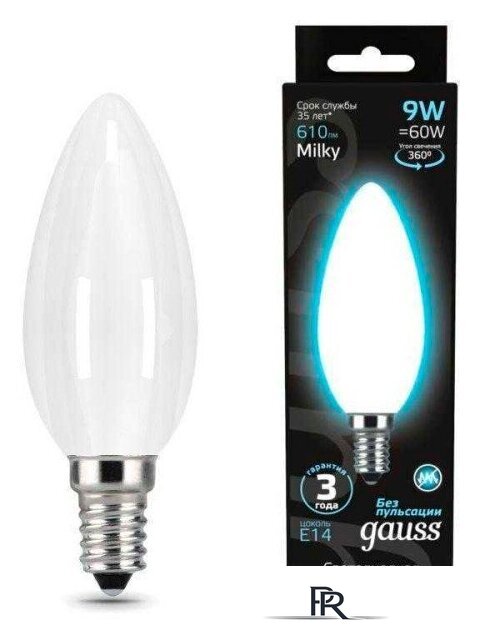 Светодиодная лампочка Gauss Filament Свеча 9W 610lm 4100К Е14 milky LED 103201209 - Изображение №1 — Интернет-магазин ПроЗаказ