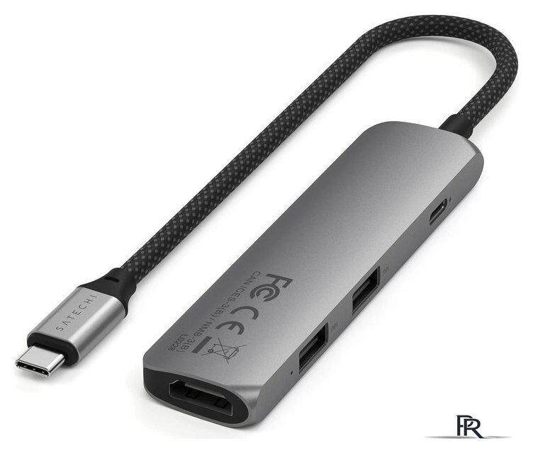 Док-станция Satechi 4-in-1 USB-C Slim Multiport Adapter 4K ST-P4SM (серый) - Изображение №3 — Интернет-магазин ПроЗаказ