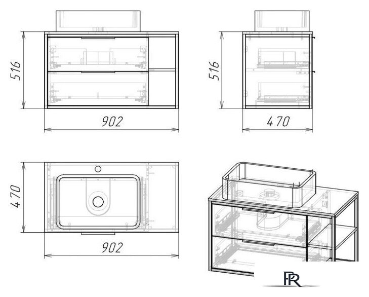  Axus Тумба под умывальник Парадис 90 - Изображение №3 — Интернет-магазин ПроЗаказ
