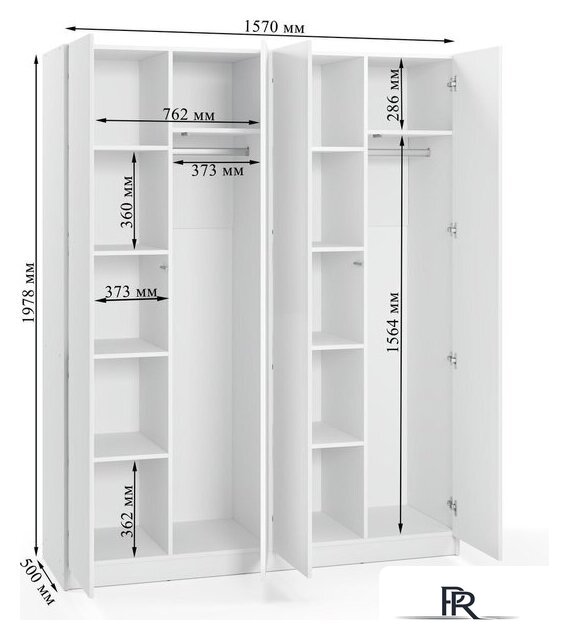 Шкаф распашной Soma Lord Lite 160x200 (белый) - Изображение №6 — Интернет-магазин ПроЗаказ