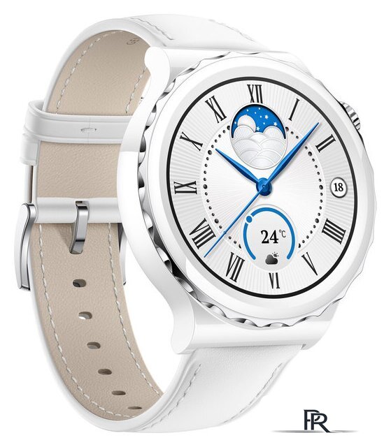 Умные часы Huawei Watch GT 3 Pro Ceramic 43 мм (белый/кожа) - Изображение №2 — Интернет-магазин ПроЗаказ