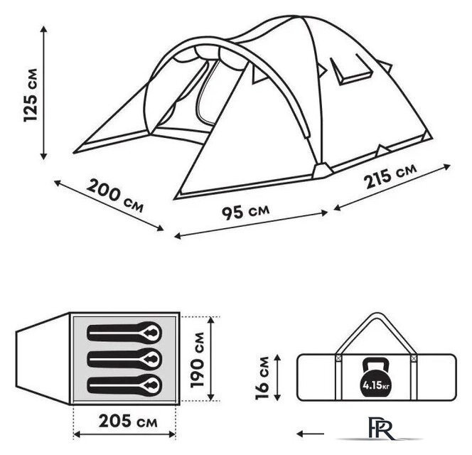 Треккинговая палатка RSP Outdoors Deep 3 - Изображение №14 — Интернет-магазин ПроЗаказ