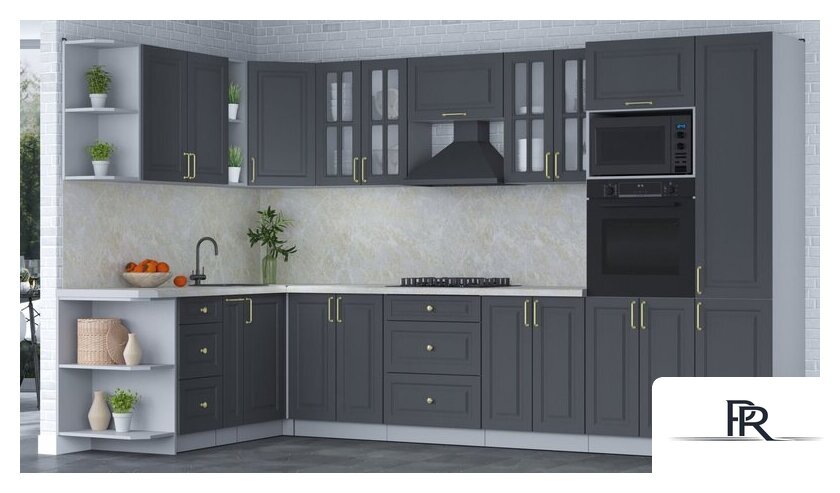 Готовая кухня Интерлиния Мила Шато 1.88x3.4 ВТ левая (пепел/пепел/опал светлый) - Изображение №4 — Интернет-магазин ПроЗаказ