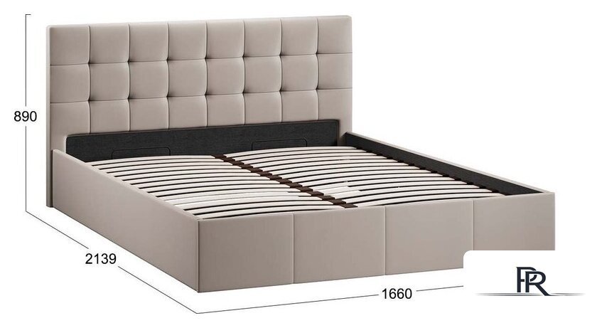 Кровать Трия Эмма с ПМ 160x200 (велюр Confetti Smoke) - Изображение №5 — Интернет-магазин ПроЗаказ