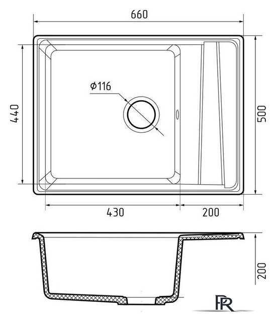 Кухонная мойка GranFest GF-LV-660L (кашемир) - Изображение №3 — Интернет-магазин ПроЗаказ