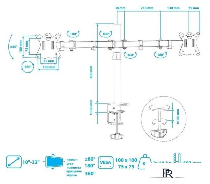 Кронштейн для монитора Kromax CASPER-508 - Изображение №3 — Интернет-магазин ПроЗаказ