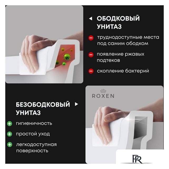 Унитаз подвесной Roxen Antares 530185-01 Rimless Soft Close - Изображение №14 — Интернет-магазин ПроЗаказ