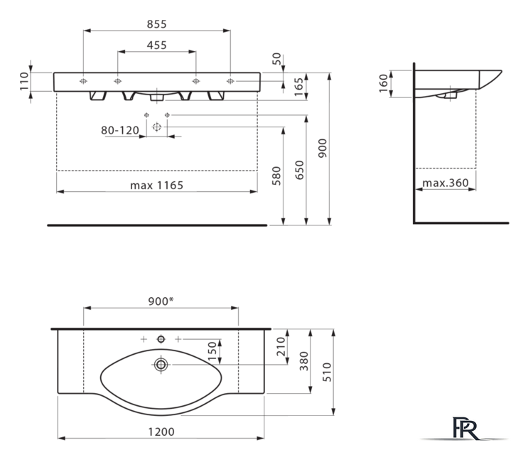 Умывальник Laufen Palace 120x51 [8117040001041] - Изображение №2 — Интернет-магазин ПроЗаказ