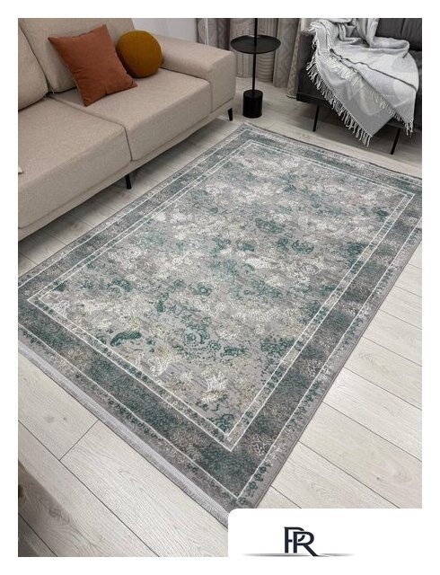 Ковер для жилой комнаты Radjab Carpet Афина Прямоугольник 9008A 12799RK (1.6x2.3, Grey/Green) - Изображение №2 — Интернет-магазин ПроЗаказ