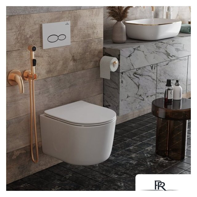 Унитаз подвесной Roxen Simple Compact в комплекте с инсталляцией StounFix Dual Fresh 6 в 1 966686 (кнопка: бежевый) - Изображение №13 — Интернет-магазин ПроЗаказ