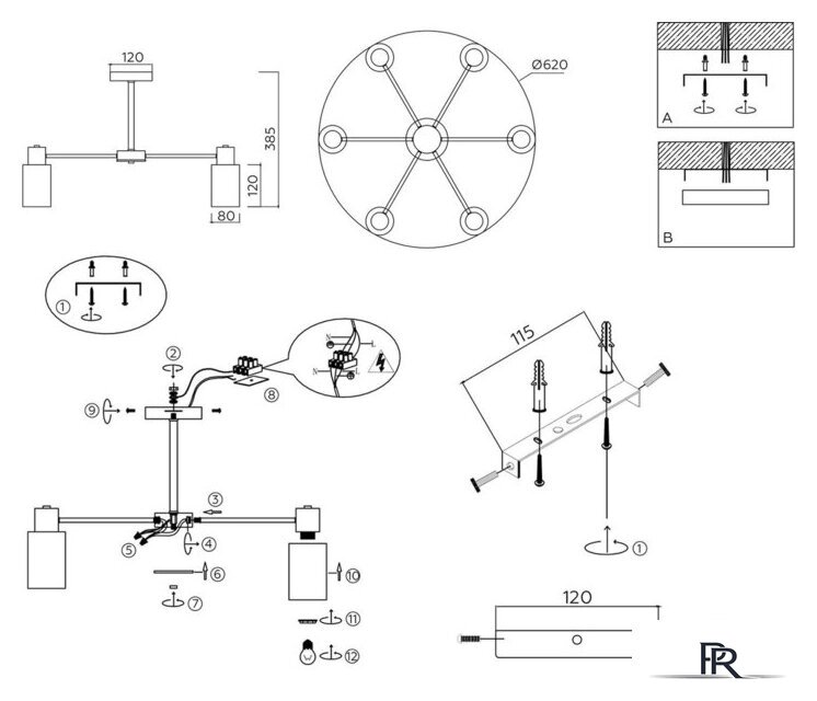Подвесная люстра Ambrella light TR9581/6 BS (латунь) - Изображение №7 — Интернет-магазин ПроЗаказ