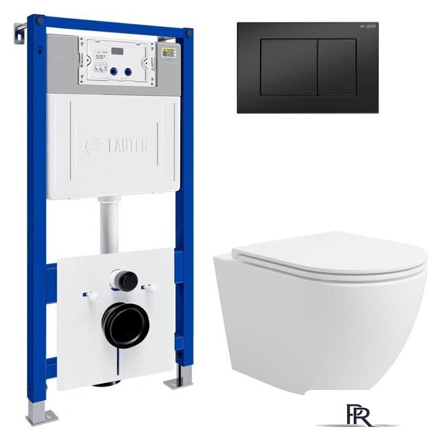 Унитаз подвесной Lauter Vortex 2110830 с кнопкой 219704J (прямоугольная, черный) - Изображение №1 — Интернет-магазин ПроЗаказ