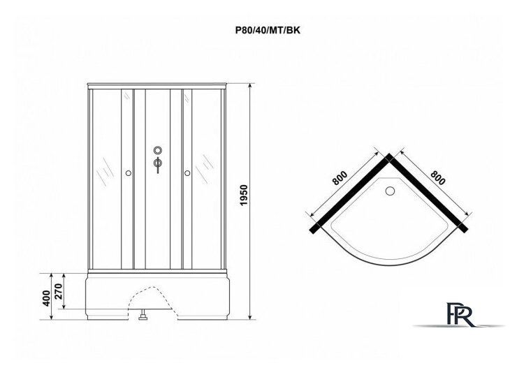 Душевая кабина Niagara Promo P80/40/MT/BK 80x80x195 - Изображение №9 — Интернет-магазин ПроЗаказ