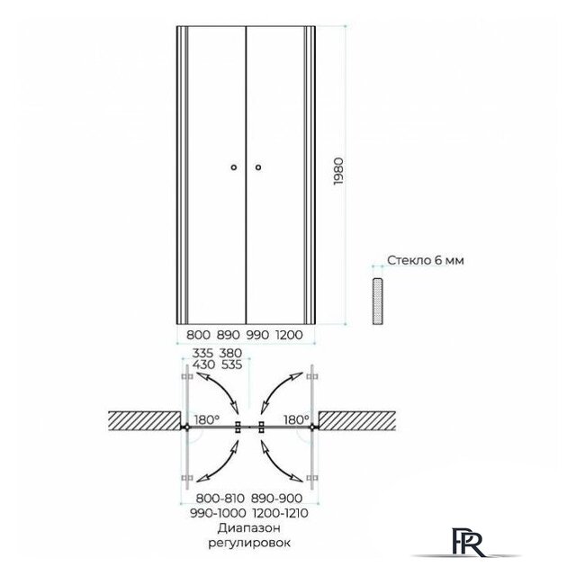 Душевая дверь MaybahGlass 198x89 MGD-436-5 (сатин стекло/хром матовый) - Изображение №8 — Интернет-магазин ПроЗаказ