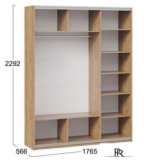 Шкаф-купе Трия Оскар Хилтон Т2 1800 271090 (ручка черная/дуб крафт золотой/графит матовый) - Изображение №5 — Интернет-магазин ПроЗаказ
