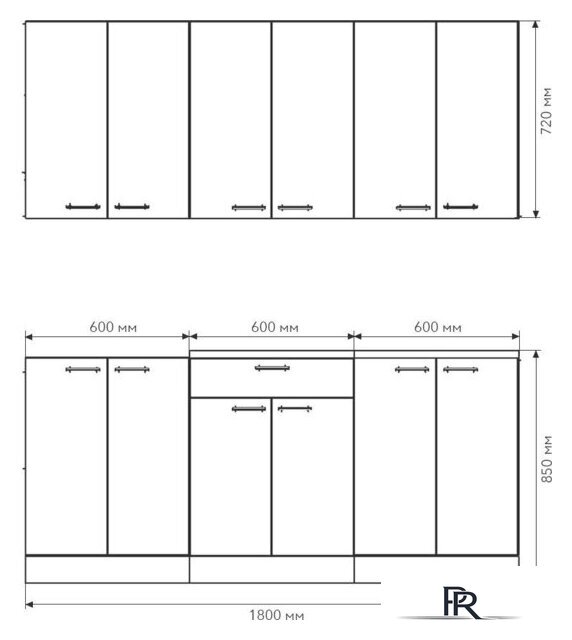 Готовая кухня Агута Альфа 1.8/60 (бензин/холодный серый/дуб бунратти) - Изображение №2 — Интернет-магазин ПроЗаказ