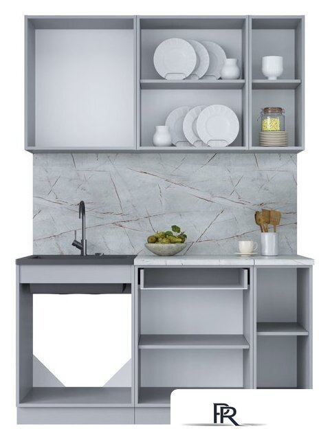 Готовая кухня Интерлиния Мила Лайт 1.5 (белый платинум/белый платинум/дуб бунратти) - Изображение №4 — Интернет-магазин ПроЗаказ