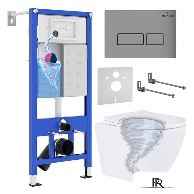 Унитаз подвесной Roxen Antares Tornado в комплекте с инсталляцией StounFix Dual Fresh 6 в 1 968322 (кнопка: хром матовый) - Изображение №1 — Интернет-магазин ПроЗаказ