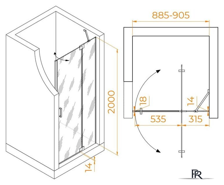Душевая дверь RGW HO-014 350601409-21 - Изображение №4 — Интернет-магазин ПроЗаказ