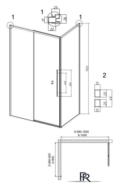 Душевой уголок Grossman Galaxy 100x90x195 120.K33.01.1090.21.02 (черный матовый/стекло шиншилла) - Изображение №10 — Интернет-магазин ПроЗаказ