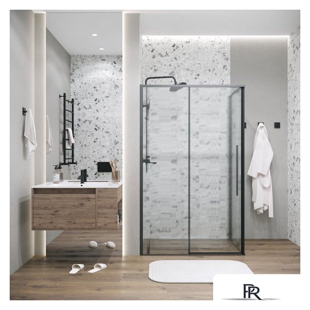 Душевой уголок Grossman Galaxy 100x90x195 120.K33.01.1090.21.02 (черный матовый/стекло шиншилла) - Изображение №7 — Интернет-магазин ПроЗаказ