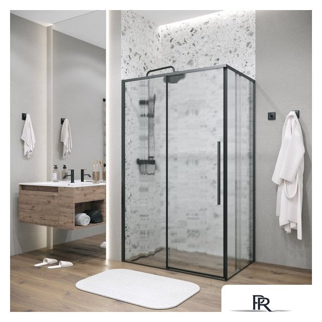 Душевой уголок Grossman Galaxy 100x90x195 120.K33.01.1090.21.02 (черный матовый/стекло шиншилла) - Изображение №6 — Интернет-магазин ПроЗаказ