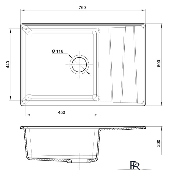 Кухонная мойка GranFest GF-LV-760L (графит) - Изображение №4 — Интернет-магазин ПроЗаказ