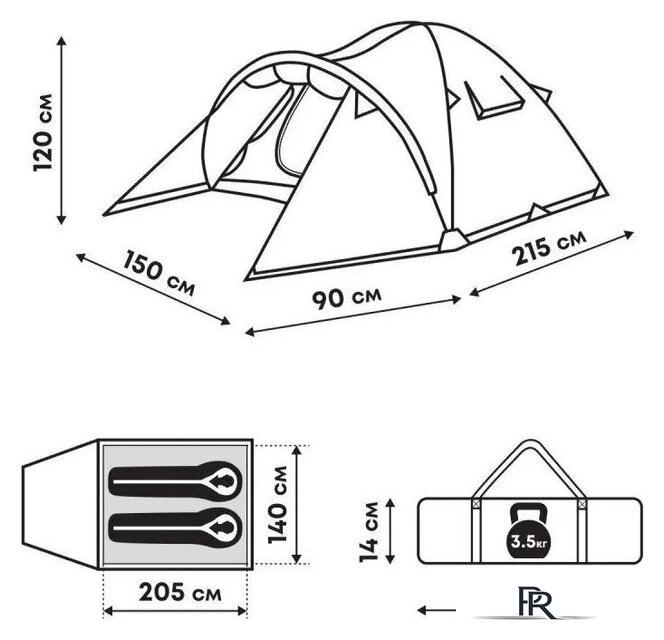 Треккинговая палатка RSP Outdoors Deep 2 - Изображение №14 — Интернет-магазин ПроЗаказ