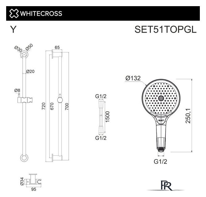 Душевой гарнитур  Whitecross SET51TOPGL (золото) - Изображение №2 — Интернет-магазин ПроЗаказ