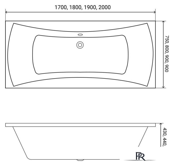 Ванна Lauter Belgravia 180x80 21110180 (с ножками и сифоном 21Y11030 хром) - Изображение №17 — Интернет-магазин ПроЗаказ