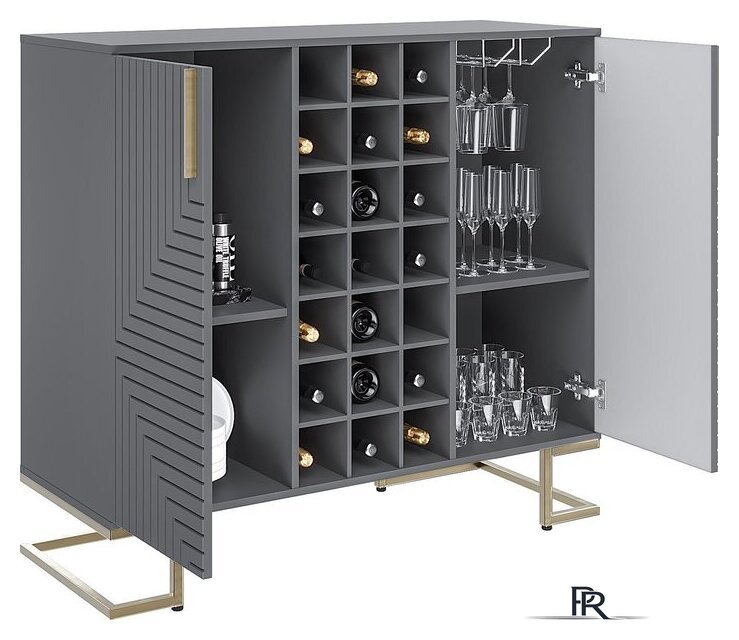 Комоды, тумбы Involux Неаполь 233H211 (графит/черный матовый/золото) - Изображение №3 — Интернет-магазин ПроЗаказ