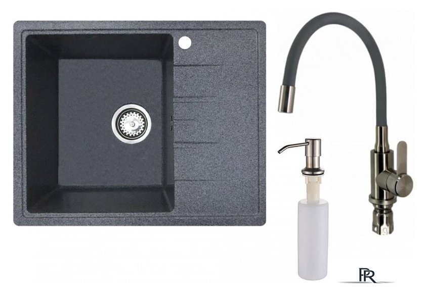 Кухонная мойка БелЭворс Mila L + смеситель W74004-9 + дозатор L405-1 (серый/сатин) - Изображение №1 — Интернет-магазин ПроЗаказ