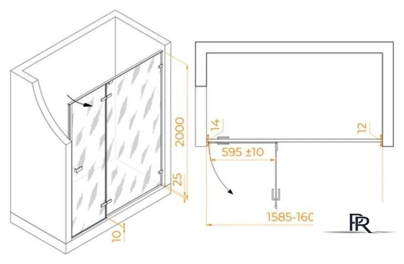 Душевая дверь RGW SV-004B 353200416-14 (черный/прозрачное стекло) - Изображение №2 — Интернет-магазин ПроЗаказ