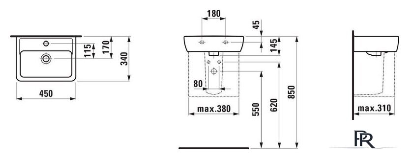 Умывальник Laufen Pro 45x34 [8119510001041] - Изображение №2 — Интернет-магазин ПроЗаказ