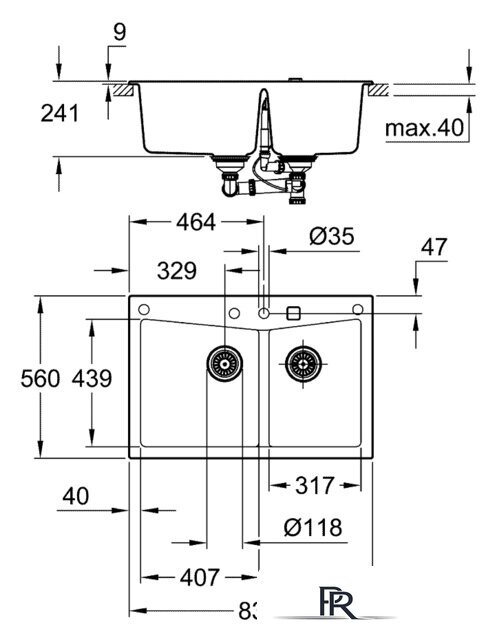 Кухонная мойка Grohe K700 90-C 83.8/55.9 2.0 31657AP0 (черный гранит) - Изображение №2 — Интернет-магазин ПроЗаказ