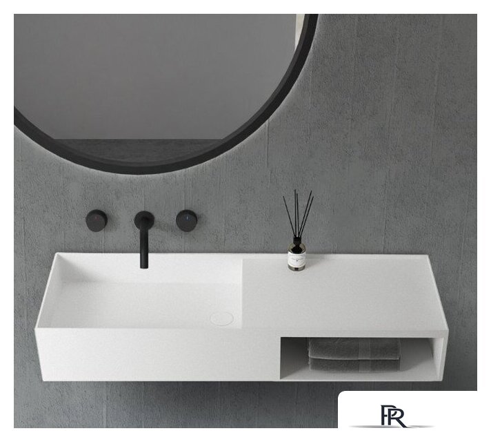  Abber Тумба с умывальником Stein AS2649-1.2 (подвесной, белый матовый) - Изображение №2 — Интернет-магазин ПроЗаказ