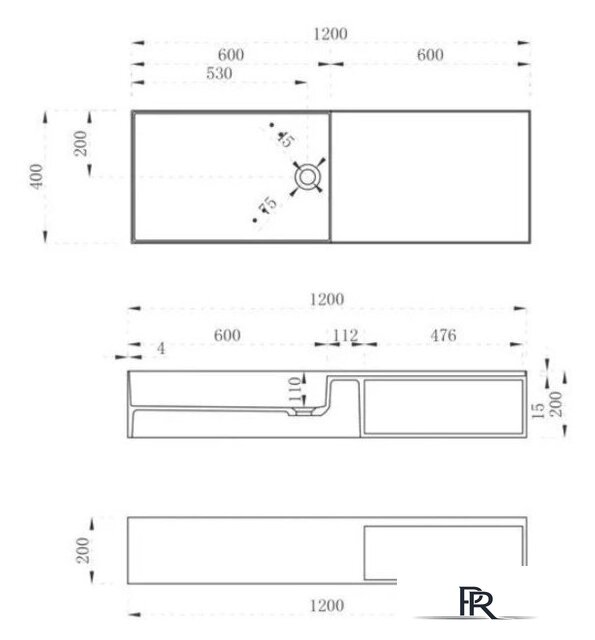  Abber Тумба с умывальником Stein AS2649-1.2 (подвесной, белый матовый) - Изображение №6 — Интернет-магазин ПроЗаказ