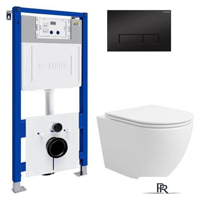 Унитаз подвесной Lauter Vortex 2110830 с кнопкой 219704HD (узкая, черный) - Изображение №1 — Интернет-магазин ПроЗаказ