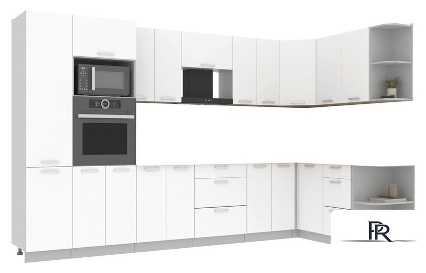 Готовая кухня Интерлиния Мила Лайт 1.68x3.4 правая без столешницы (белый платинум) - Изображение №1 — Интернет-магазин ПроЗаказ