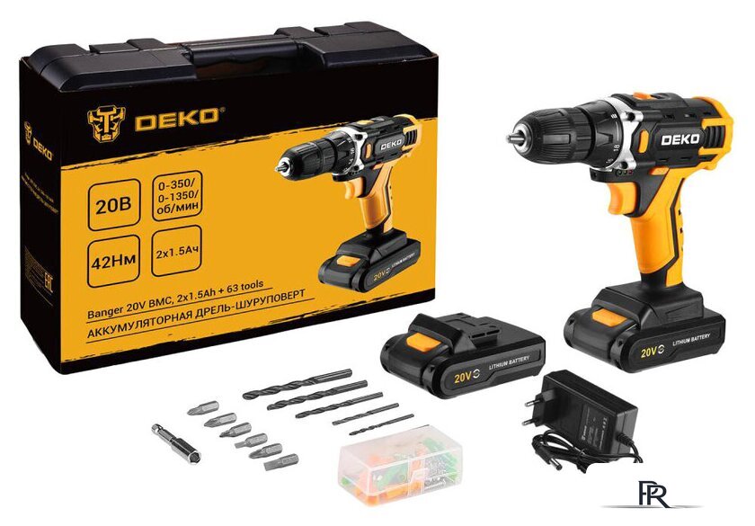 Дрель-шуруповерт Deko Banger 20V 080-1005 (с 2-мя АКБ, кейс, оснастка) - Изображение №1 — Интернет-магазин ПроЗаказ