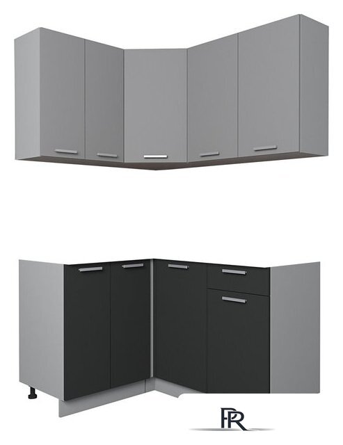 Готовая кухня Интерлиния Мила Лайт 1.2x1.2 без столешницы (серебристый/антрацит) - Изображение №1 — Интернет-магазин ПроЗаказ